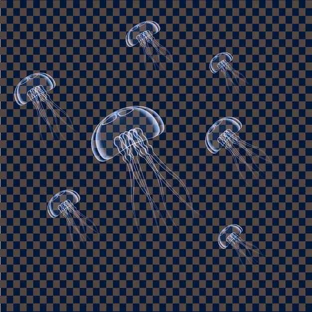 Vetor medusas realistas isoladas no fundo