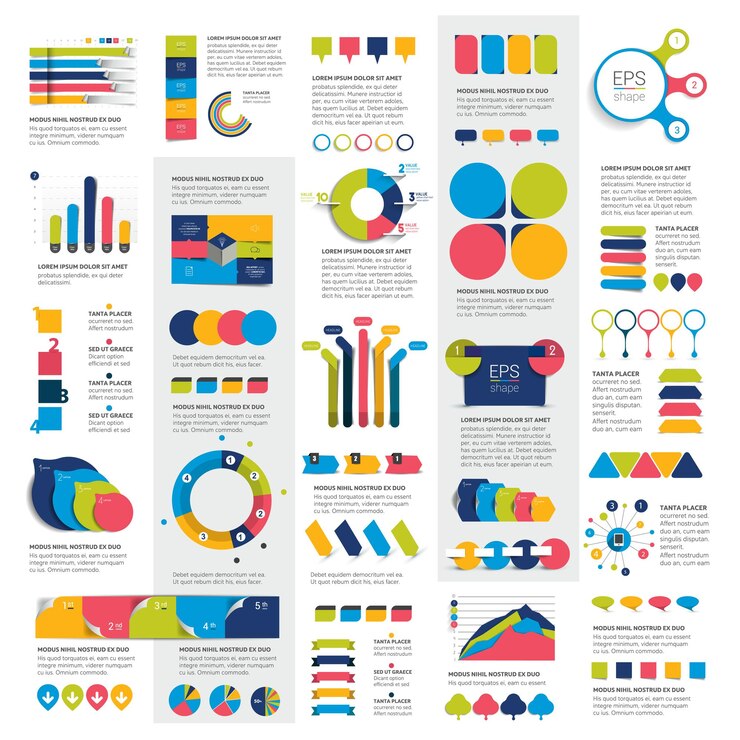 Vetor mega conjunto de gráficos de elementos infográficos gráficos círculo gráficos diagramas bolhas do discurso.
