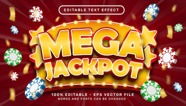 Mega jackpot efeito de texto 3d e efeito de texto editável