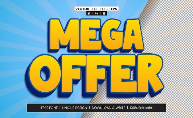 Mega Offer 3D Efeito de Texto Completamente Editável