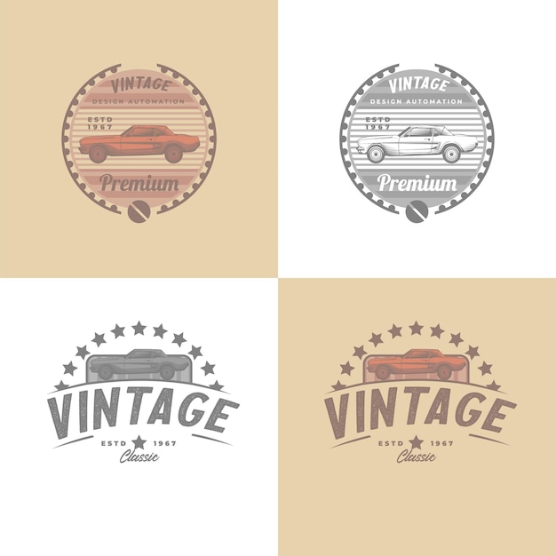 Mega pack Coleção de sinais de transporte vintage para modelo de design de logotipo de autopeças de serviço de carro