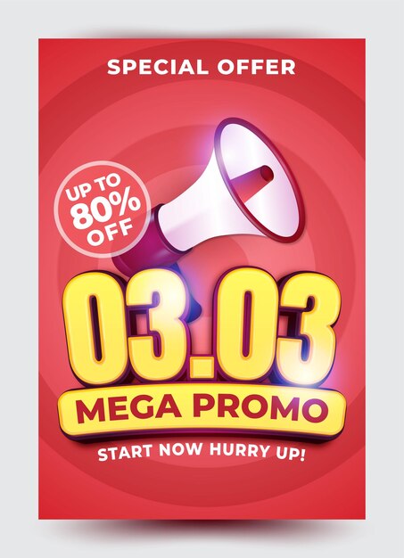 Mega promo no modelo de cartaz de venda 0303 adequado para promoção