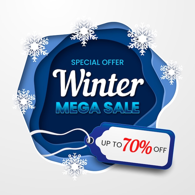 Mega promoção de inverno com estilo papercut