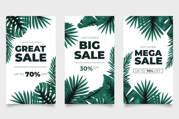 Vetor mega sales tropical leaves instagram stories