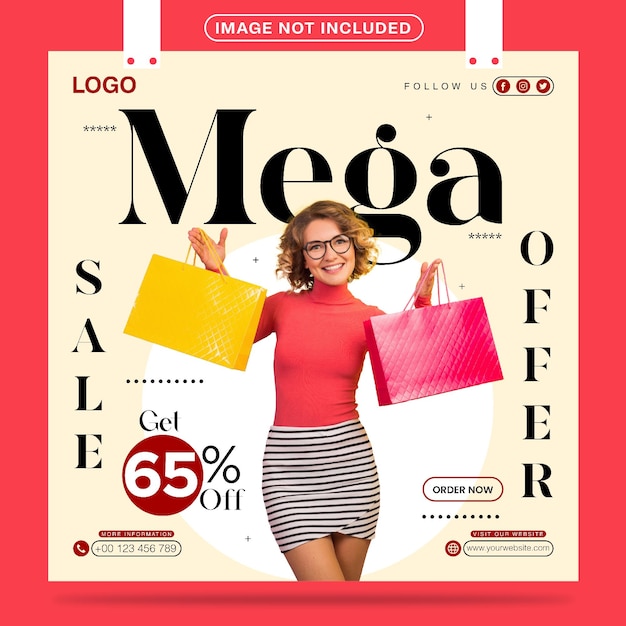 Vetor mega venda oferta para mulheres design de modelo de postagem de mídia social