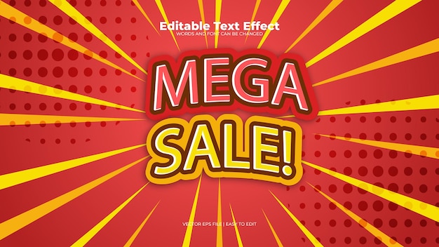 Mega venda vermelho efeito de texto editável