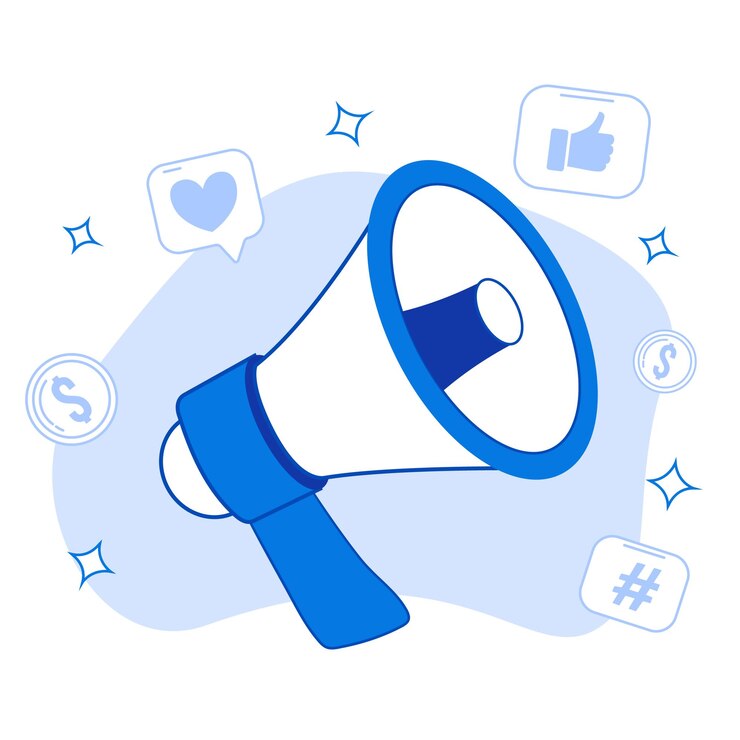 Vetor megafone de permissão social de publicidade de ilustração