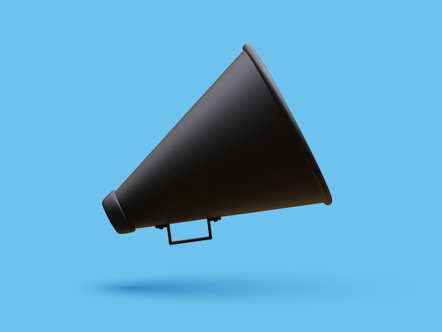 Megafone realista 3D com sombra isolada na ilustração vetorial de fundo claro