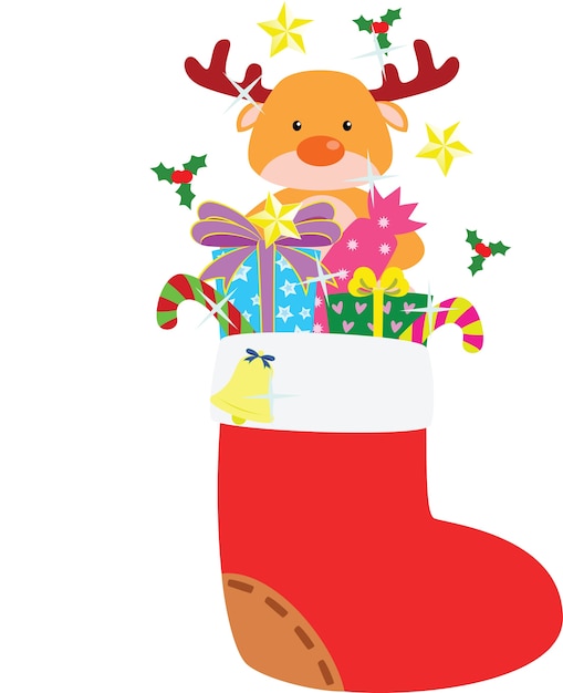 Meia de Natal cheia de presentes