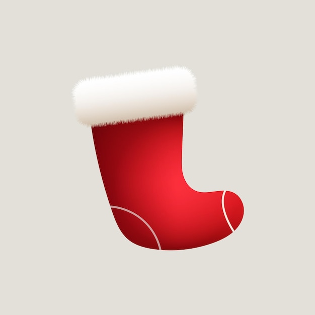 Meia de Natal para presentes meia vermelha com pele branca clipart vetor