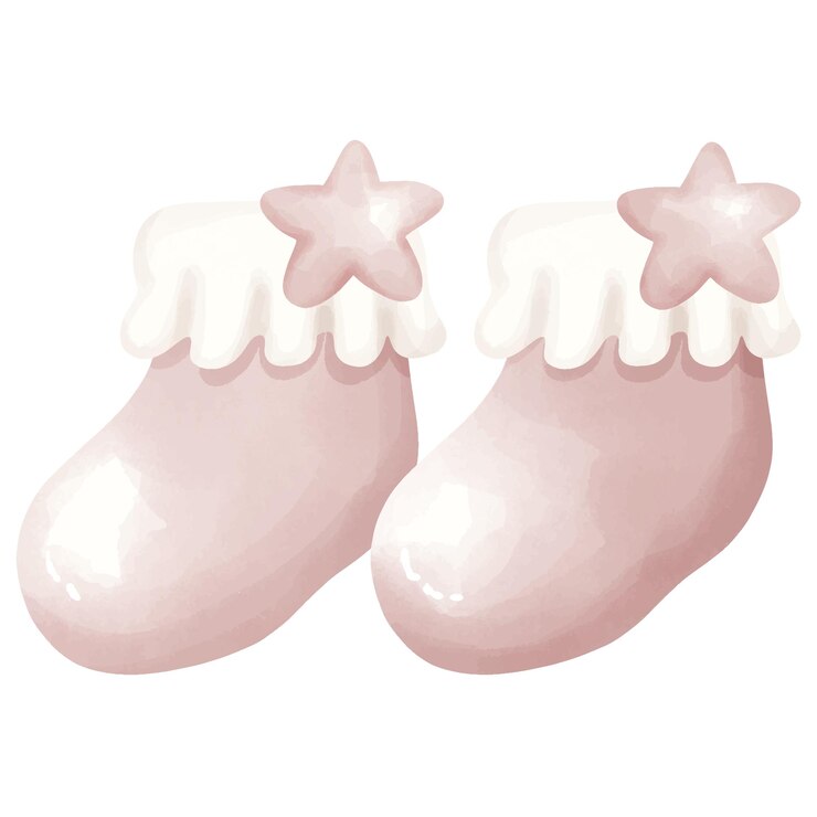 Vetor meias de bebé cor-de-rosa com decoração de estrela
