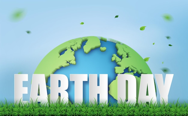 Meio ambiente mundial e conceito do Dia da Terra cortado em 3d