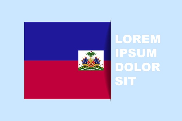 Meio vetor de bandeira do haiti com espaço de cópia, bandeira do país com estilo de sombra, efeito de slide horizontal