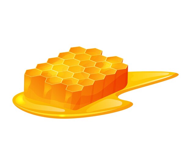 Vetor mel de favo gotejando com mel dourado produto doce natural ilustração abelhas mel orgânico e