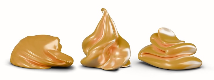 Vetor mel realista em estilo 3d líquido dourado espesso em vários estados e movimentos