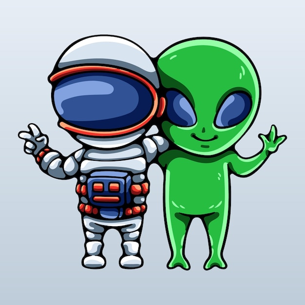 Vetor melhor amigo astronauta e alienígena