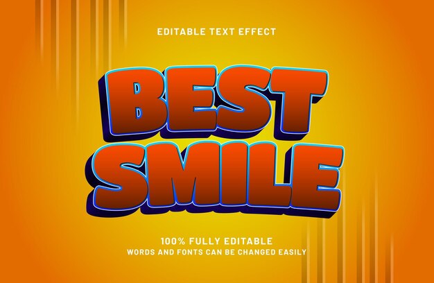 melhor efeito de texto editável de sorriso em estilo de texto de desenho animado e infantil