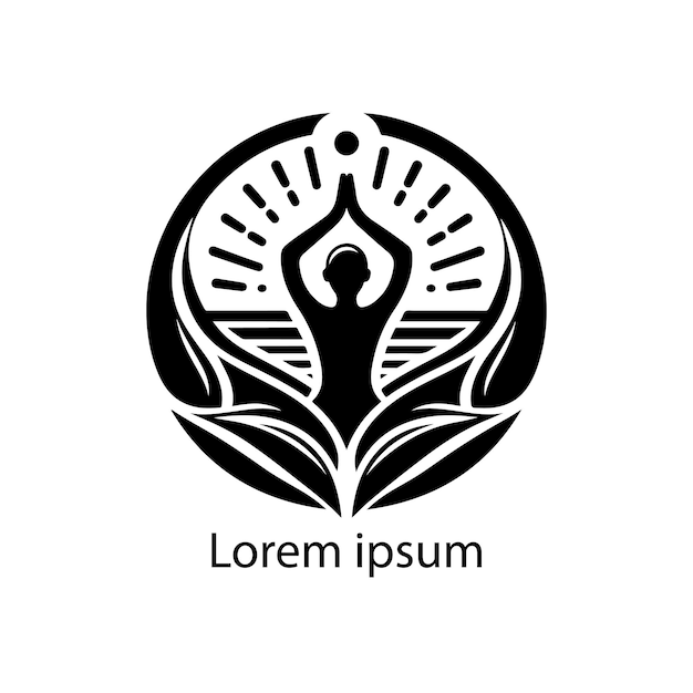 Melhor logotipo de ioga em preto e branco