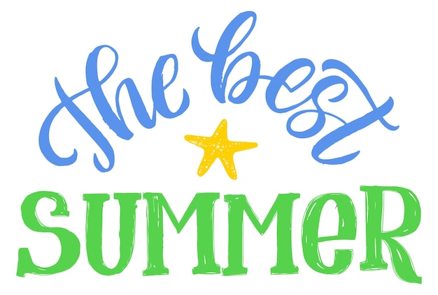 Melhor logotipo de verão frase de caligrafia colorida letras decorativas