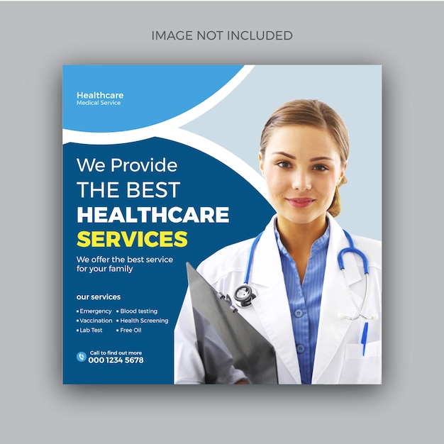 Melhor mídia social de serviço médico ou design de banner de postagem