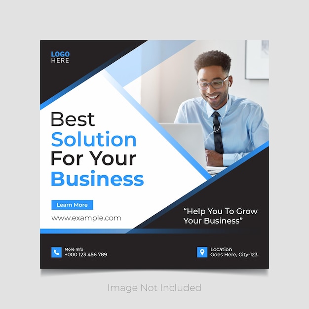 Melhor modelo de vetor de postagem de mídia social de agência de soluções de negócios