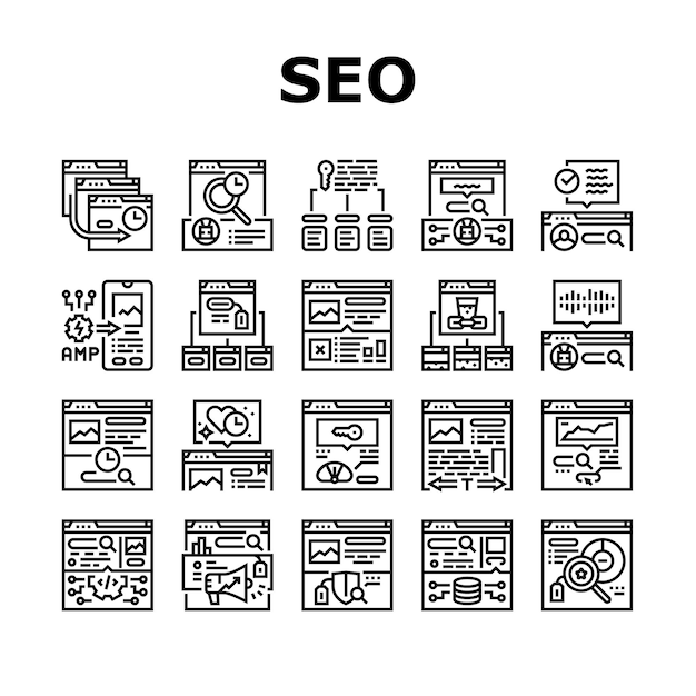 melhorar o topo do site set de ícones de vetor