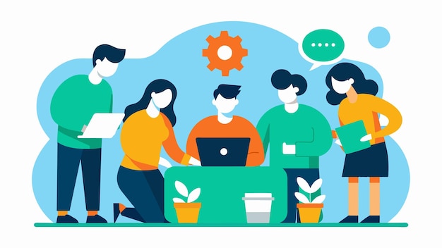 Melhorar seus projetos com o trabalho em equipe Colaboração Vector Art