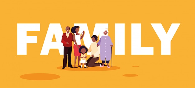 Membros afro da família bonito