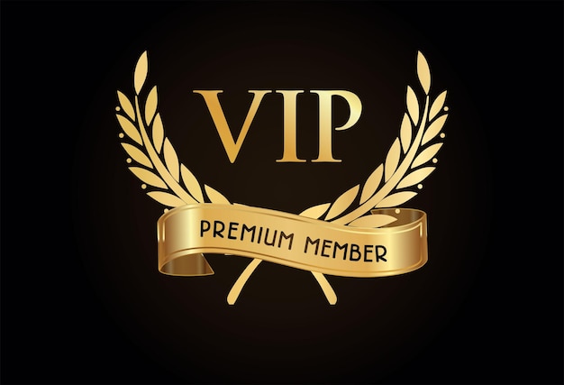 Vetor membros vip golden laurel wreath sign vector template design ilustração