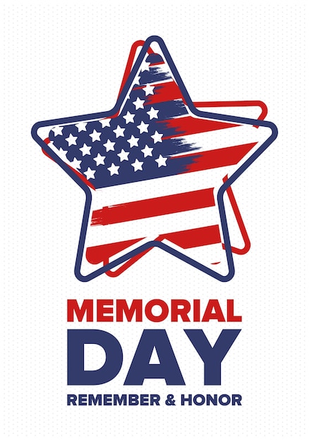 Memorial Day nos Estados Unidos Lembre-se e honre o feriado Cartaz vetorial das Forças Armadas dos Estados Unidos