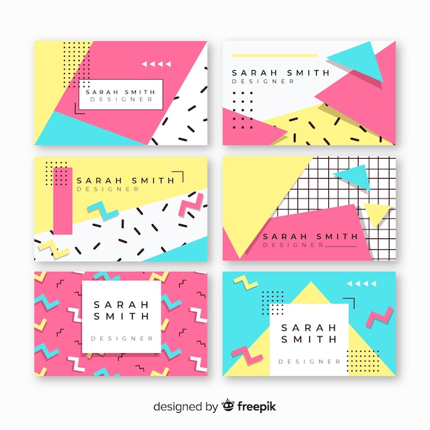 Vetor memphis style business card templates