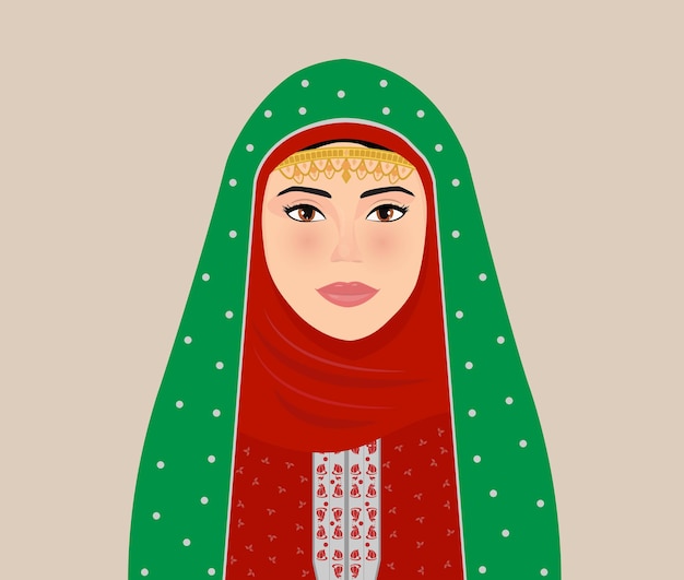 Vetor menina árabe vestindo um vestido tradicional de omã