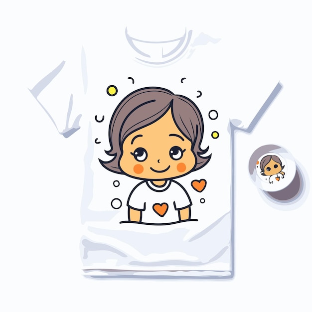 Vetor menina bonita com camiseta branca ilustração vetorial