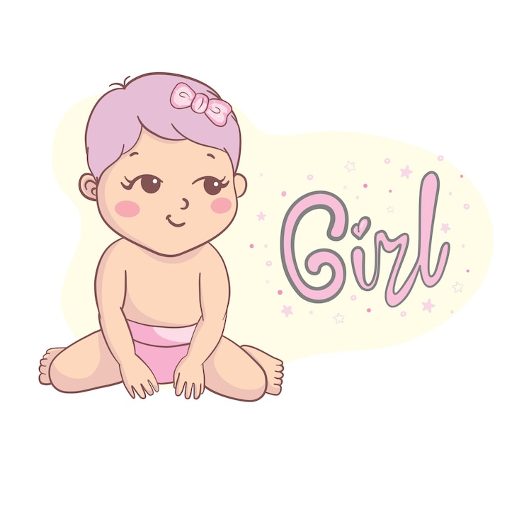 Vetor menina bonita de desenho animado isolada em um fundo branco