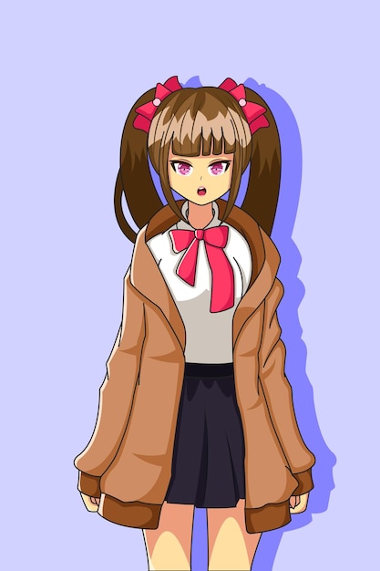Menina bonita e feliz usa ilustração de design de uniforme escolar