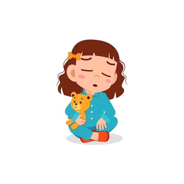Menina bonitinha sente sono e quer dormir