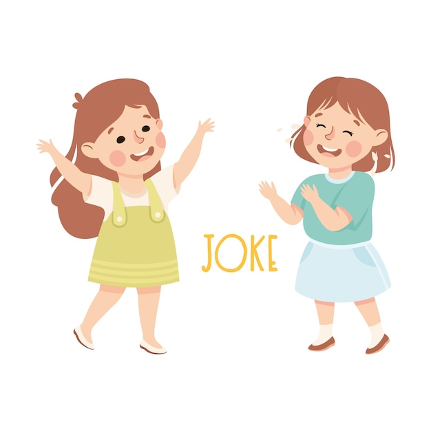 Menina brincando demonstrando vocabulário e verbo estudando ilustração vetorial