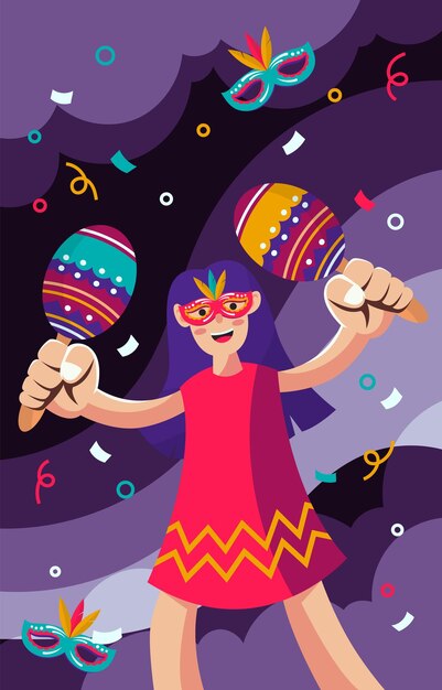 Vetor menina celebra mardigras