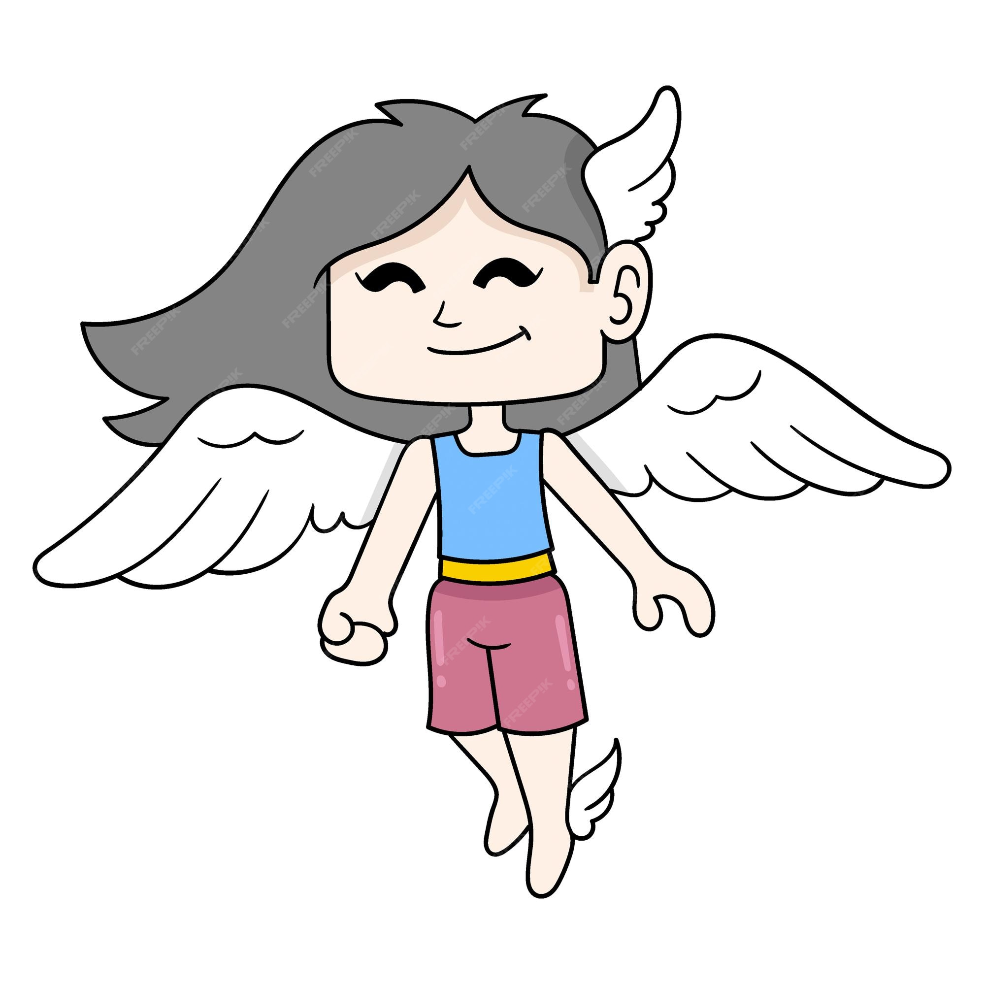 Desenho De Anjo Trabalho Animado Doodle Kawaii Anime Página Para