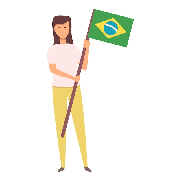 Vetor menina com desenho de ícone de bandeira do brasil vetor garoto bonito país do mundo