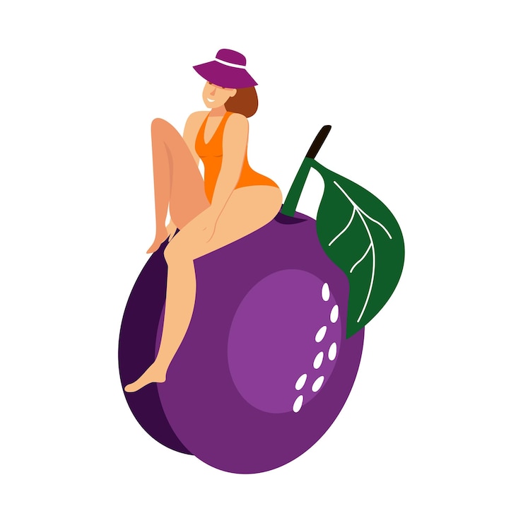 Vetor menina com fruta