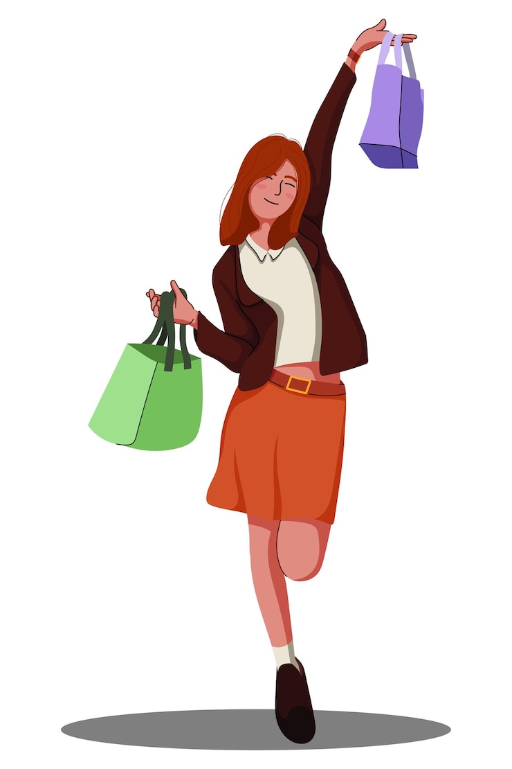 Vetor menina com saco de compras