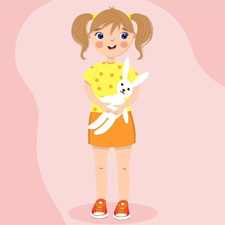 Vetor menina com um brinquedo