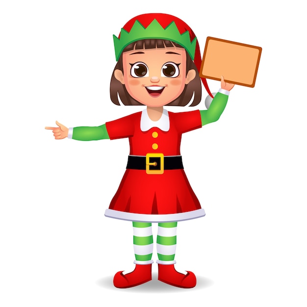 Menina com vestido de duende com tabuleiro