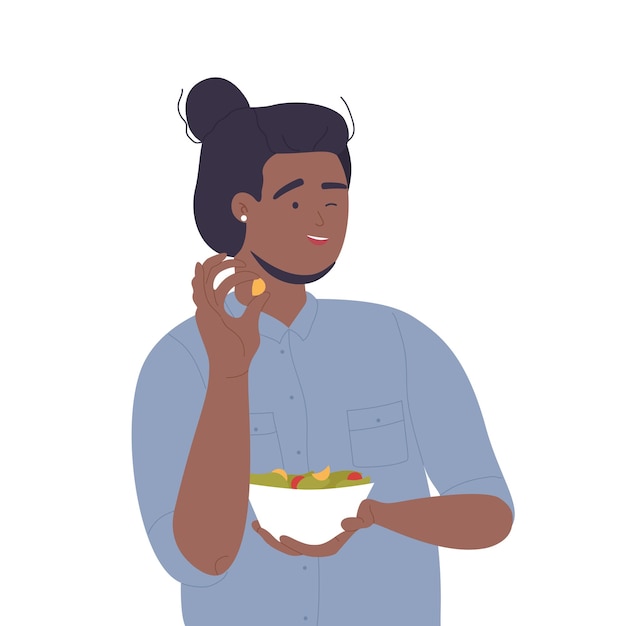 Menina comendo salada.