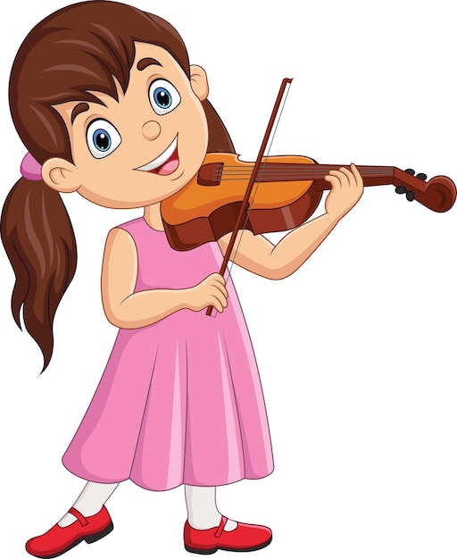 Menina de desenho animado tocando violino