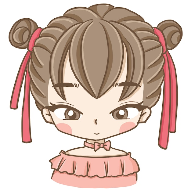 Vetor menina desenho animado rabisco kawaii anime página para colorir ilustração fofa desenhando personagem chibi manga quadrinho