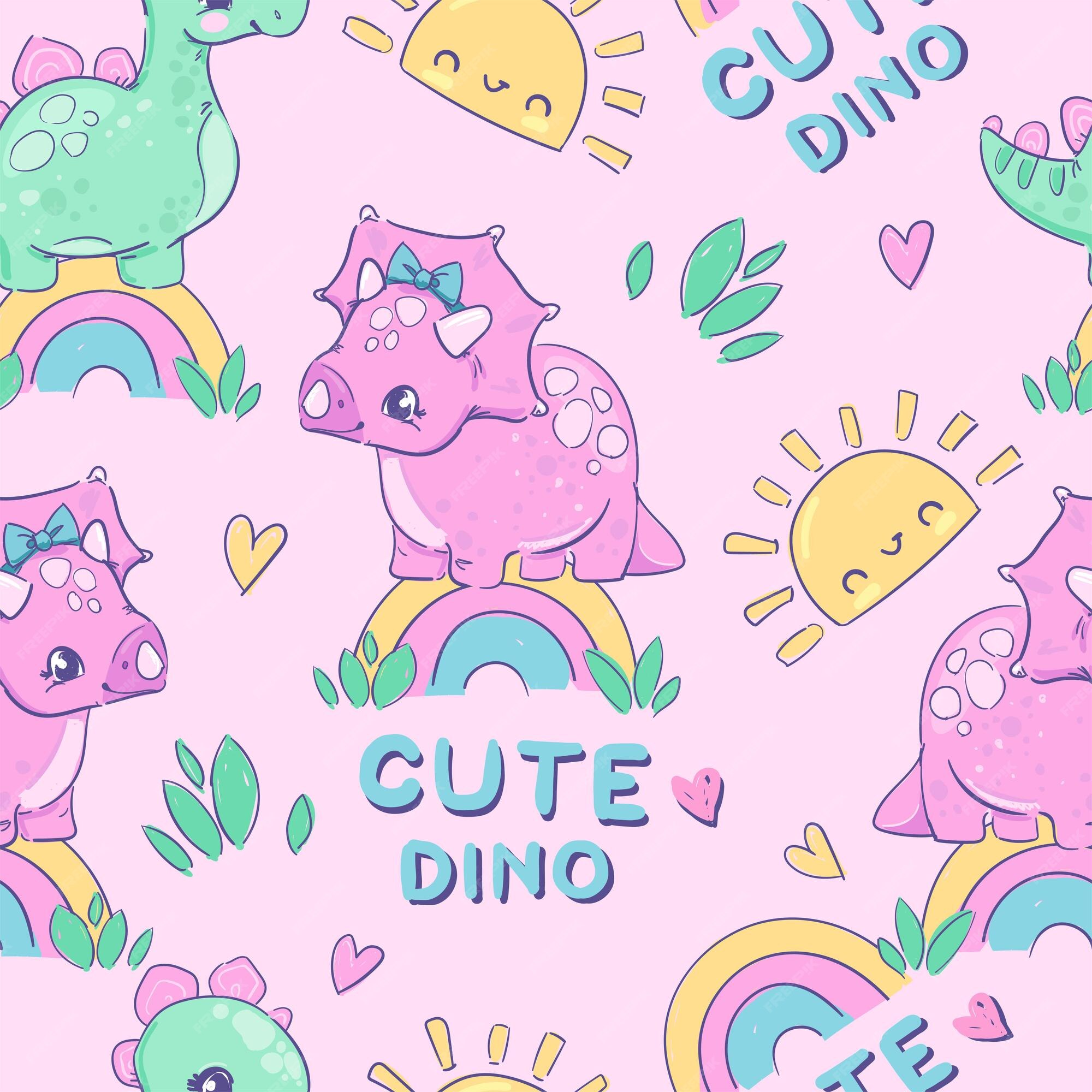 Fundo Padrão De Dinossauro Rosa Fundo, Dinossauro, Bonitinho