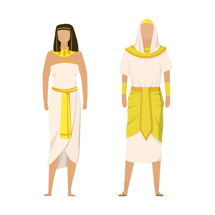 Vetor menina e homem em trajes festivos nacionais folclóricos egípcios ilustração vetorial