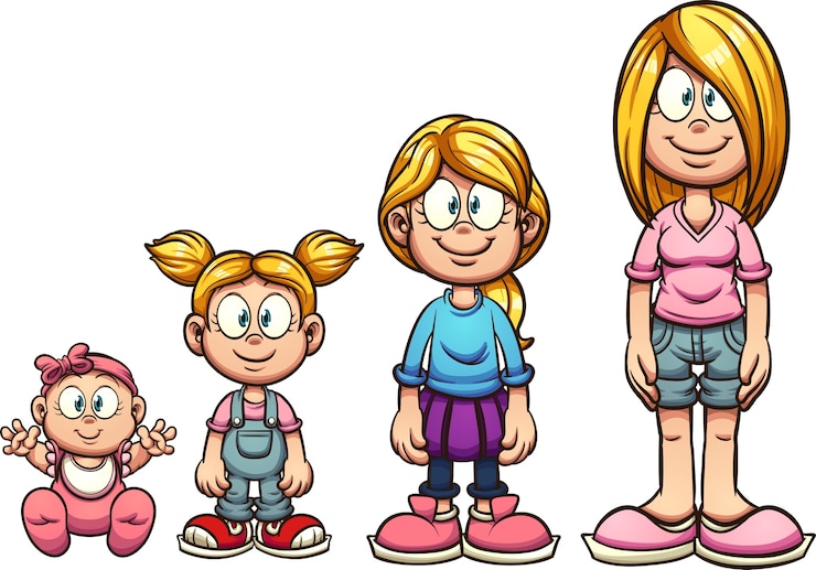 Vetor menina em crescimento